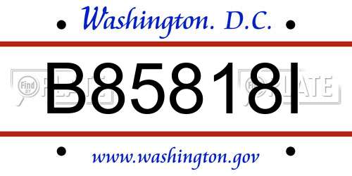 B85818I District Of Columbia License Plate