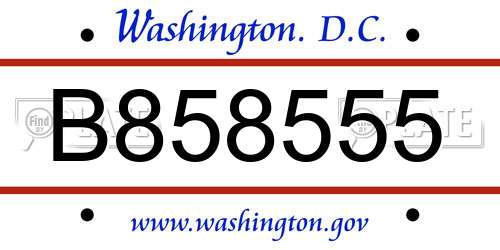 B858555 District Of Columbia License Plate