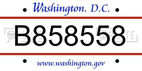 B858558 District Of Columbia License Plate