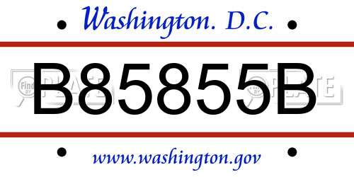 B85855B District Of Columbia License Plate