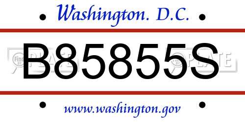 B85855S District Of Columbia License Plate