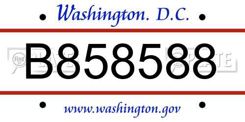 B858588 District Of Columbia License Plate