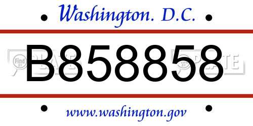 B858858 District Of Columbia License Plate