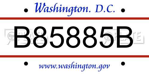 B85885B District Of Columbia License Plate