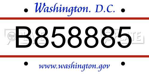 B858885 District Of Columbia License Plate