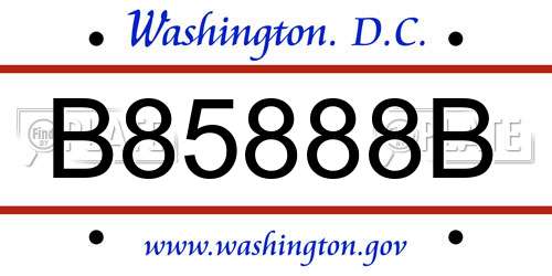 B85888B District Of Columbia License Plate