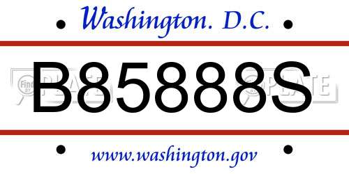 B85888S District Of Columbia License Plate