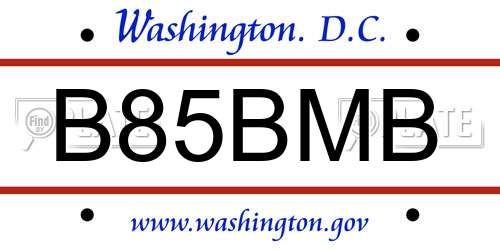 B85BMB District Of Columbia License Plate