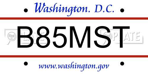 B85MST District Of Columbia License Plate