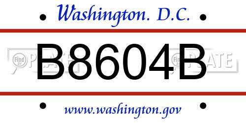 B8604B District Of Columbia License Plate