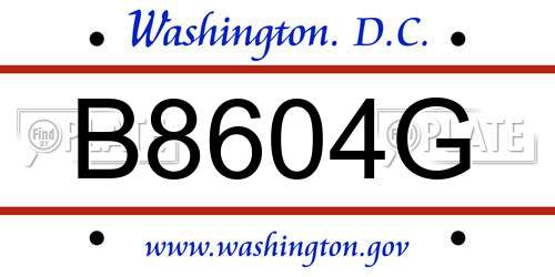 B8604G District Of Columbia License Plate