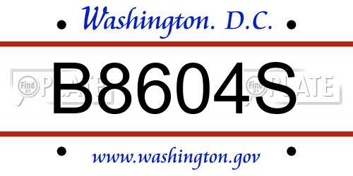B8604S District Of Columbia License Plate