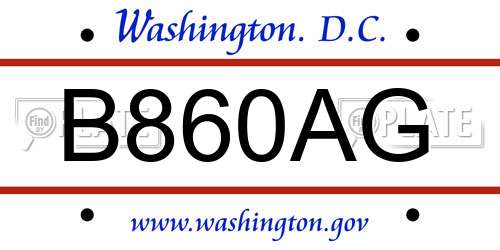 B860AG District Of Columbia License Plate