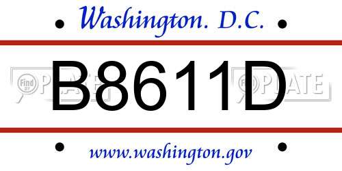 B8611D District Of Columbia License Plate