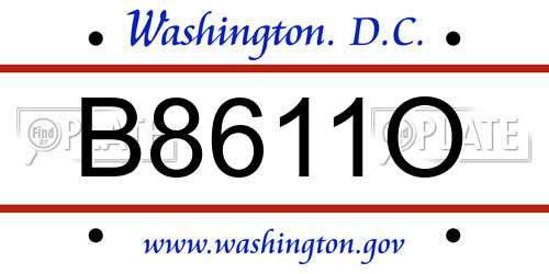 B8611O District Of Columbia License Plate