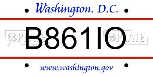B861IO District Of Columbia License Plate
