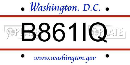 B861IQ District Of Columbia License Plate