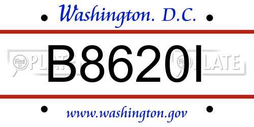 B8620I District Of Columbia License Plate