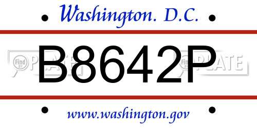B8642P District Of Columbia License Plate