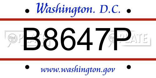 B8647P District Of Columbia License Plate