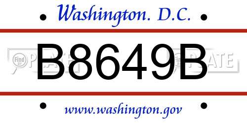 B8649B District Of Columbia License Plate