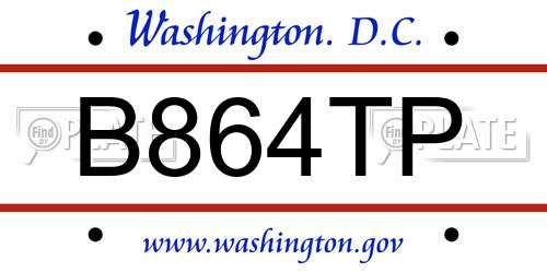 B864TP District Of Columbia License Plate