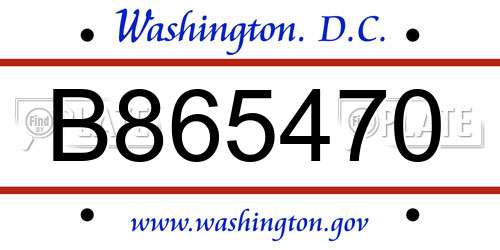 B865470 District Of Columbia License Plate