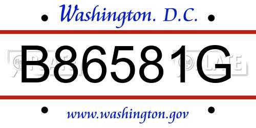 B86581G District Of Columbia License Plate