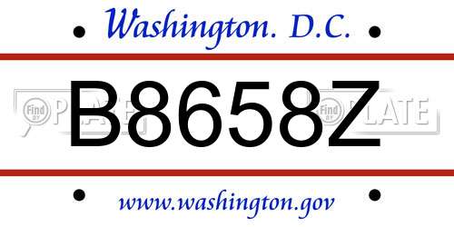 B8658Z District Of Columbia License Plate