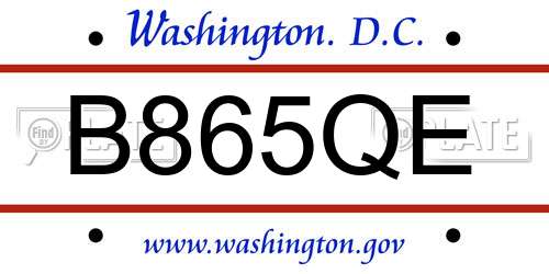 B865QE District Of Columbia License Plate