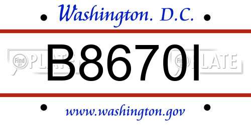 B8670I District Of Columbia License Plate