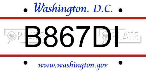B867DI District Of Columbia License Plate