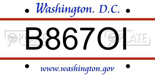 B867OI District Of Columbia License Plate