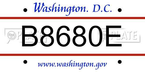 B8680E District Of Columbia License Plate