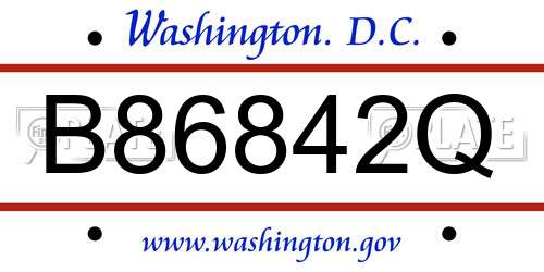 B86842Q District Of Columbia License Plate