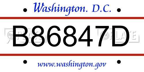 B86847D District Of Columbia License Plate