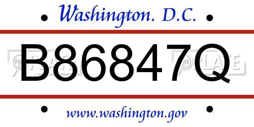 B86847Q District Of Columbia License Plate