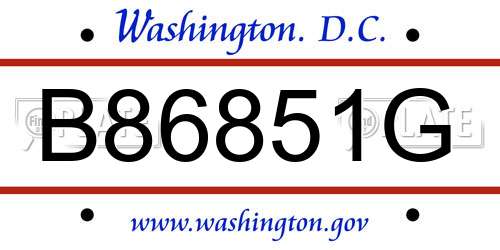 B86851G District Of Columbia License Plate