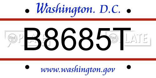 B8685T District Of Columbia License Plate
