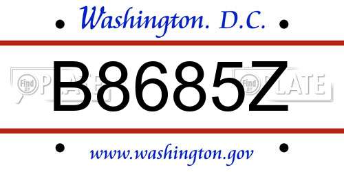 B8685Z District Of Columbia License Plate