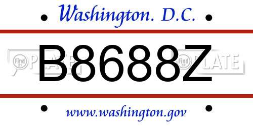 B8688Z District Of Columbia License Plate
