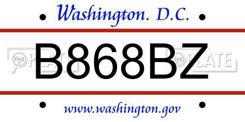 B868BZ District Of Columbia License Plate