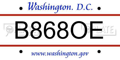 B868OE District Of Columbia License Plate