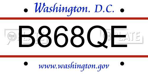B868QE District Of Columbia License Plate