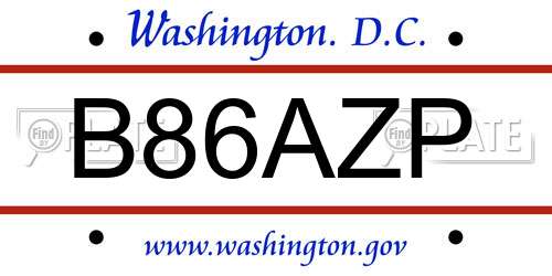 B86AZP District Of Columbia License Plate