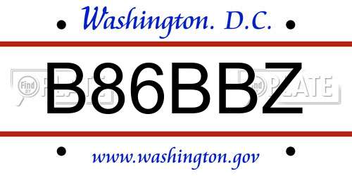 B86BBZ District Of Columbia License Plate