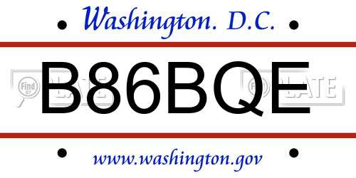 B86BQE District Of Columbia License Plate