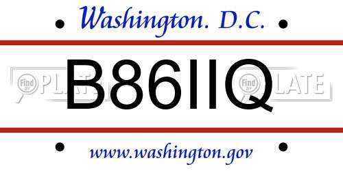 B86IIQ District Of Columbia License Plate