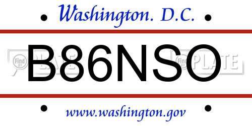 B86NSO District Of Columbia License Plate