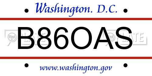 B86OAS District Of Columbia License Plate